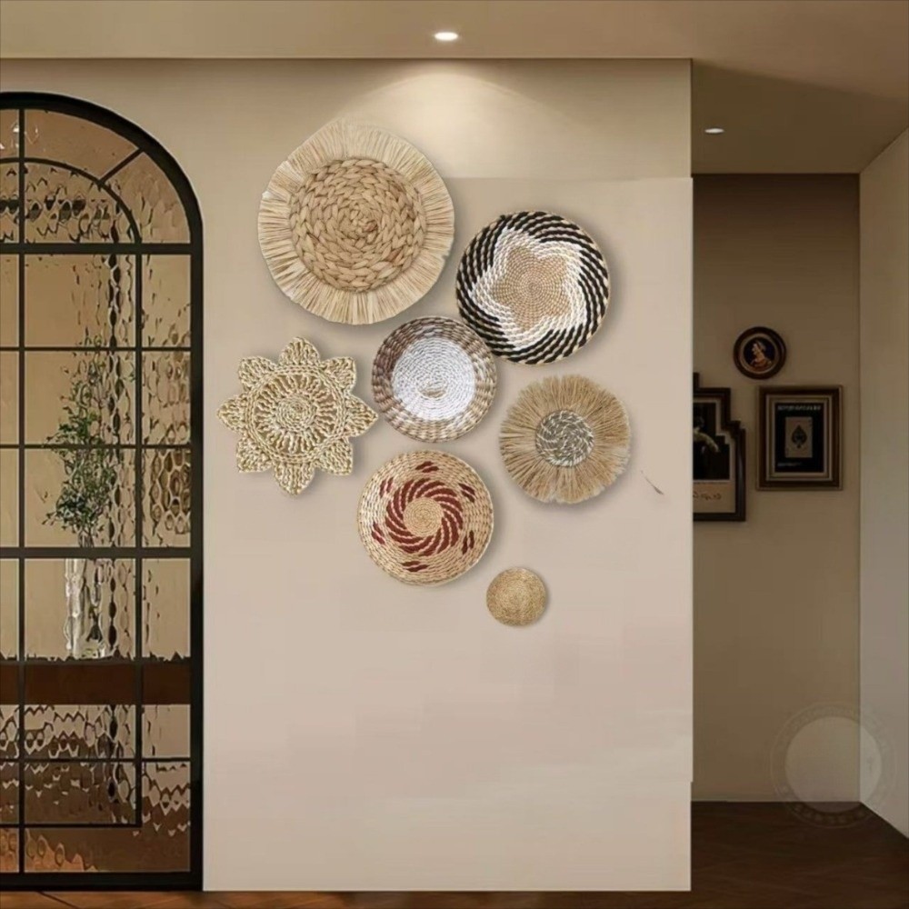Woven Wall Basket - Boho Straw Woven Tray Wall Decor