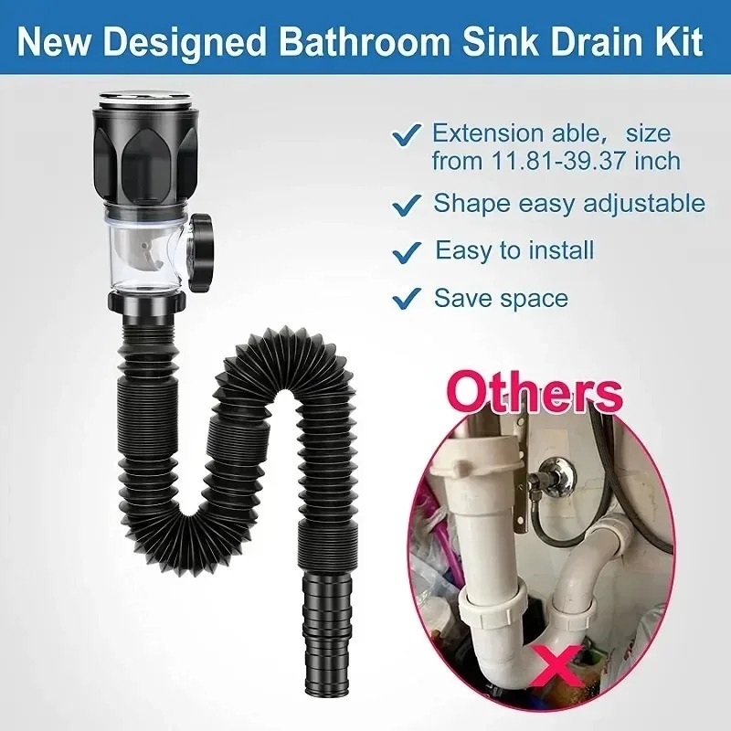 Woven Wall Basket - Stainless Steel Basin Drain Pipe Set
