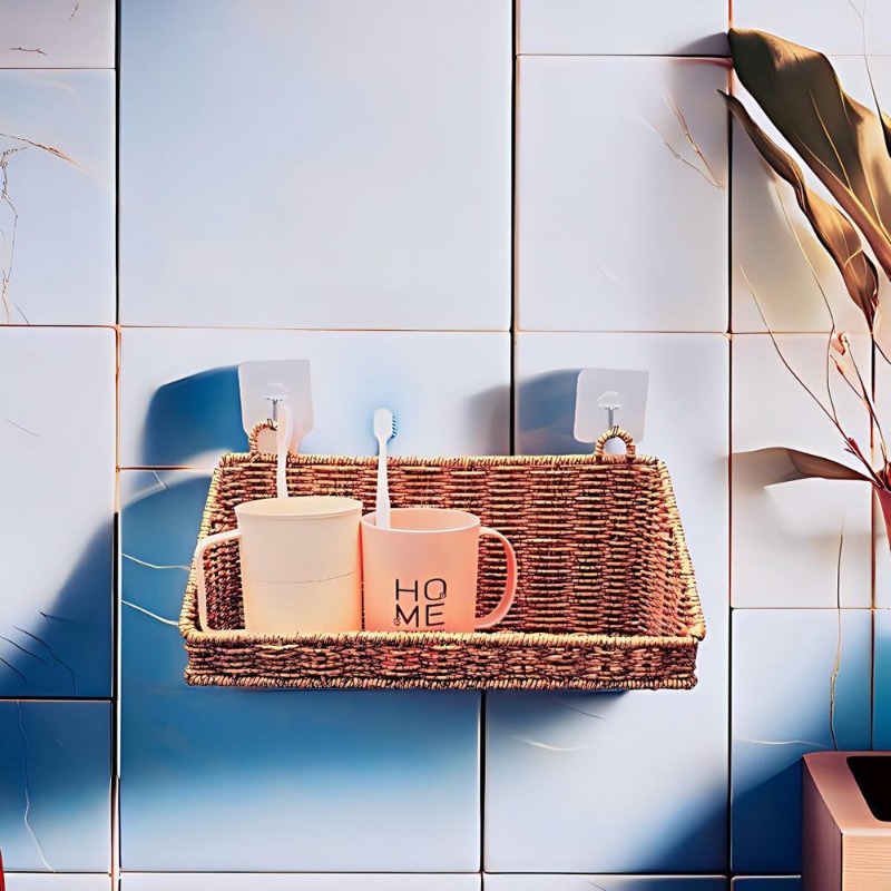 Woven Wall Basket - Woven Rattan Hanging Storage Basket with