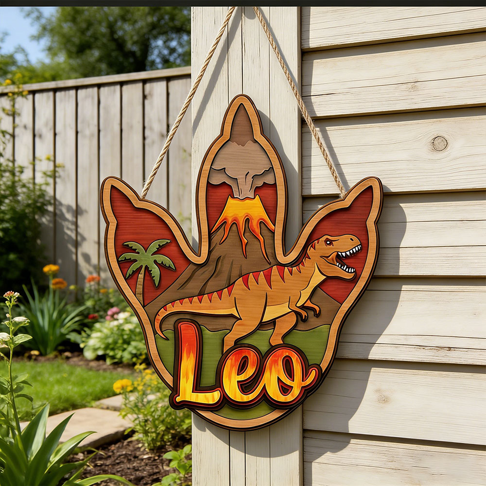 Home Decor Pinterest - Personalized 3D T-Rex Dinosaur Name Wooden