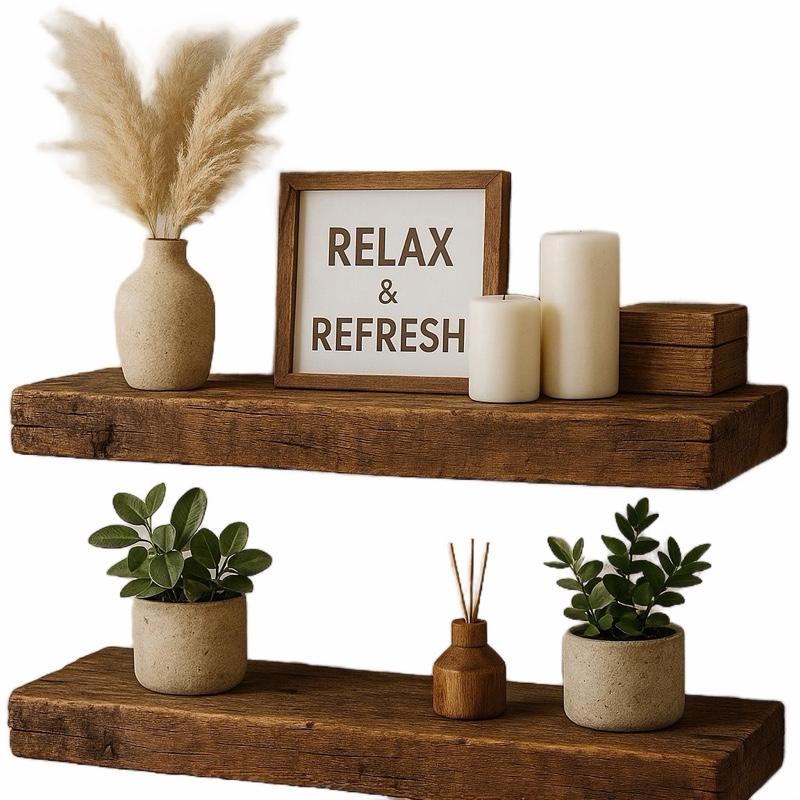 Floating Shelves - 2Pcs Rustic Wood Floating Shelves Wall