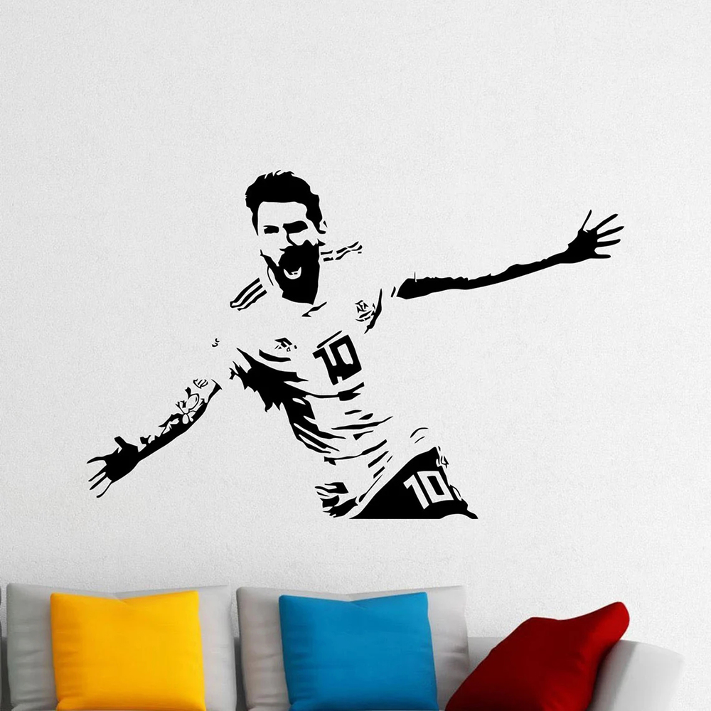 Home Decor Vinyl Flooring - Messi Wall Decal Vinyl Sticker Football