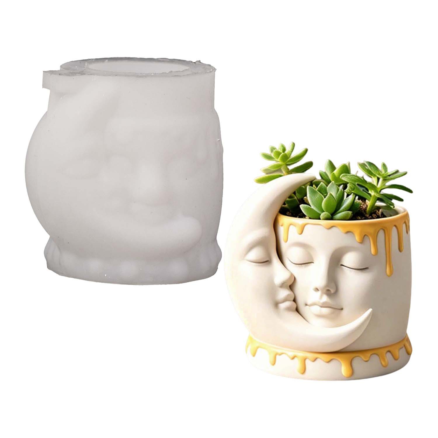 Succulent Planter Pot - 1/2pcs Candle Silicone Mold Face And