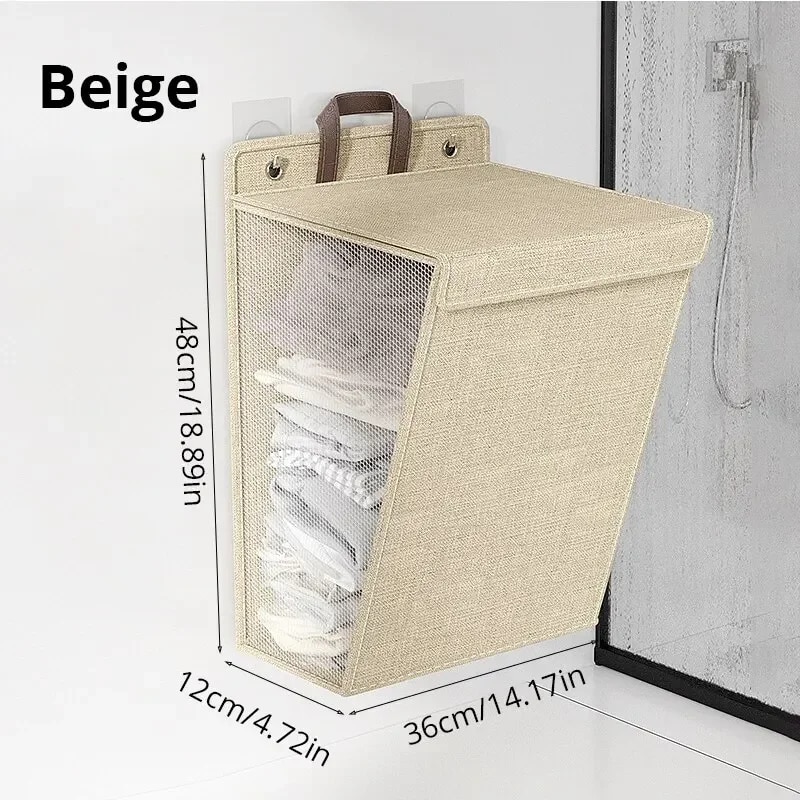 Woven Wall Basket - 1pc Foldable Adhesive Laundry Basket Hamper,