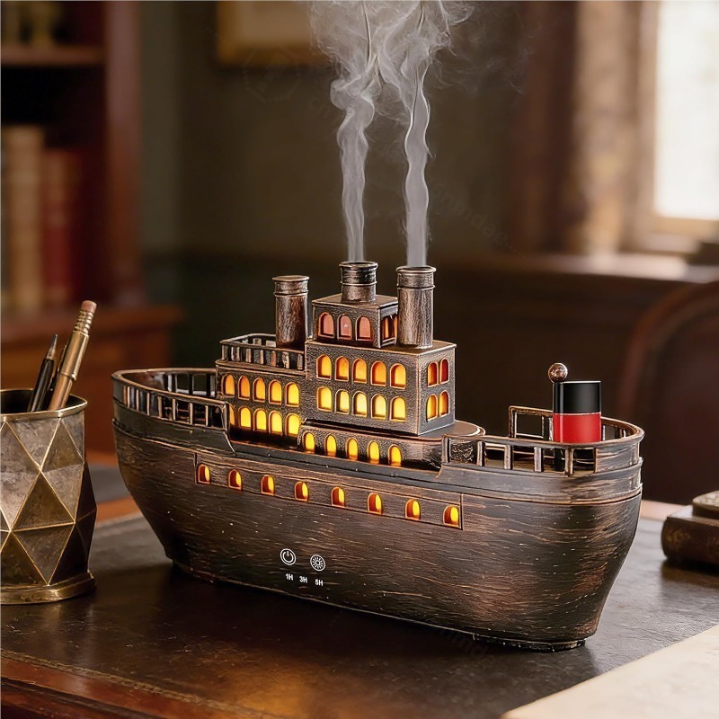 Home Decor Outlet - Retro Steam Ship Ultrasonic Aroma Diffuser