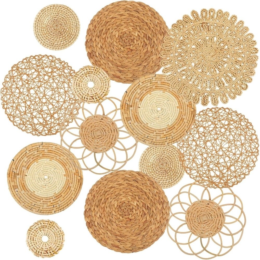 Boho Straw Woven Tray Wall Dec - Woven Wall Basket ulasan dan harga