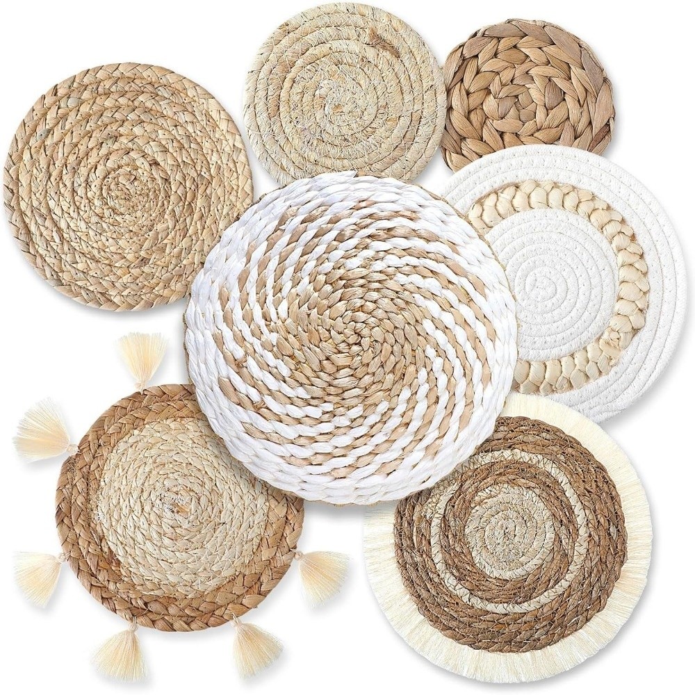 Boho Straw Woven Tray Wall Dec - Woven Wall Basket ulasan dan harga