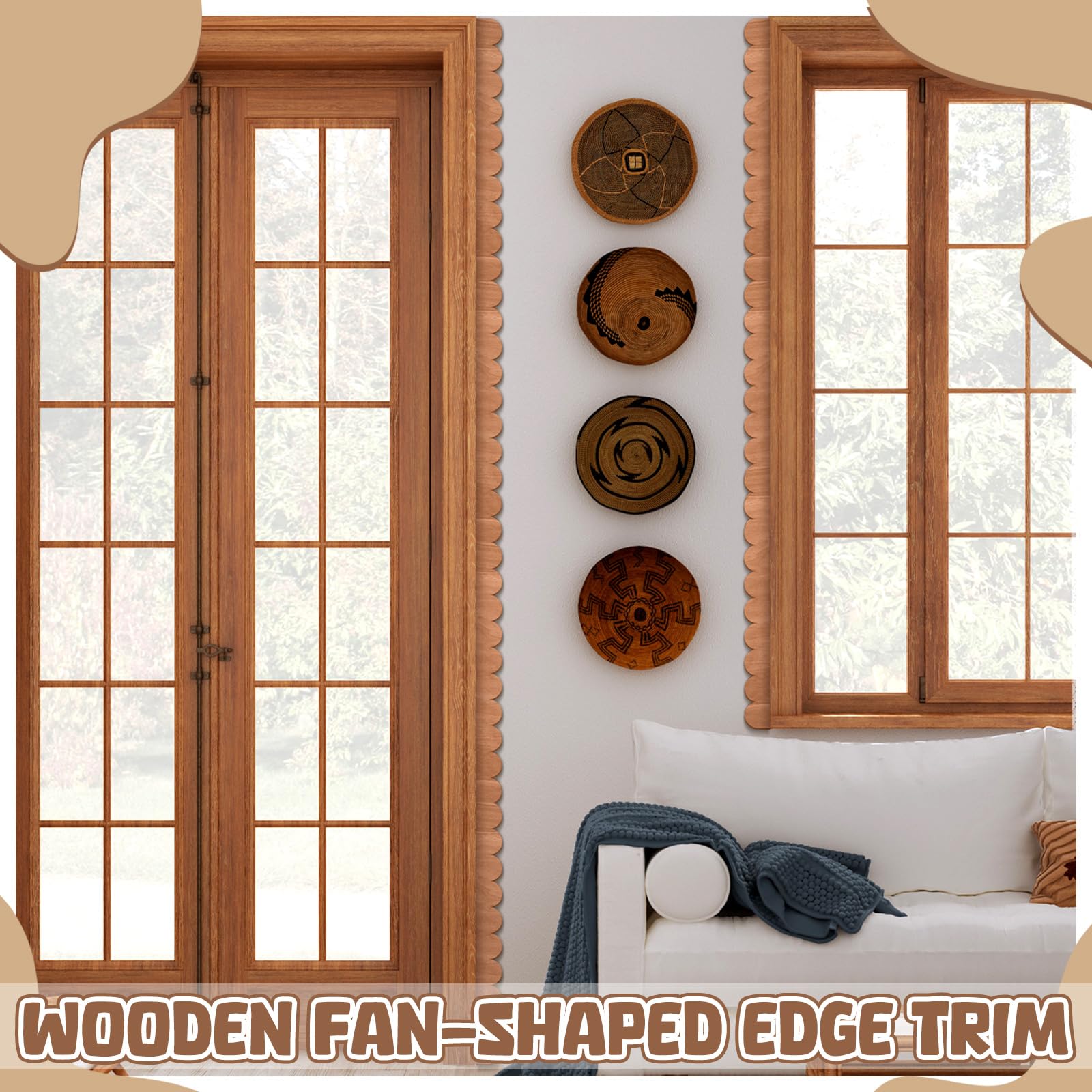 12pcs Scalloped Wood Trim - El - Home Decor Wall Molding ulasan dan harga
