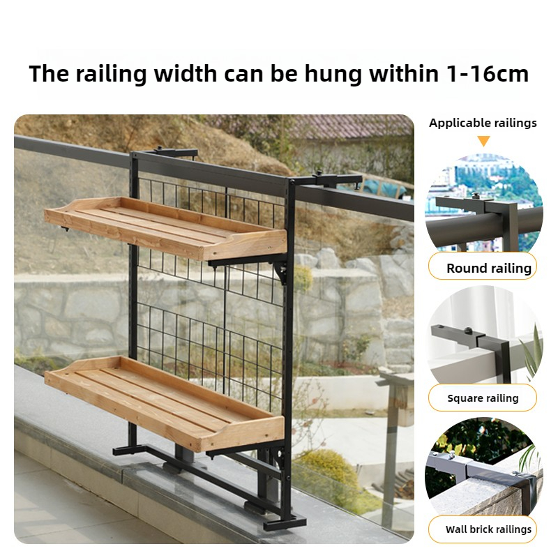 Wood Tiered Balcony Railing Pl - Succulent Planter Pot ulasan dan harga