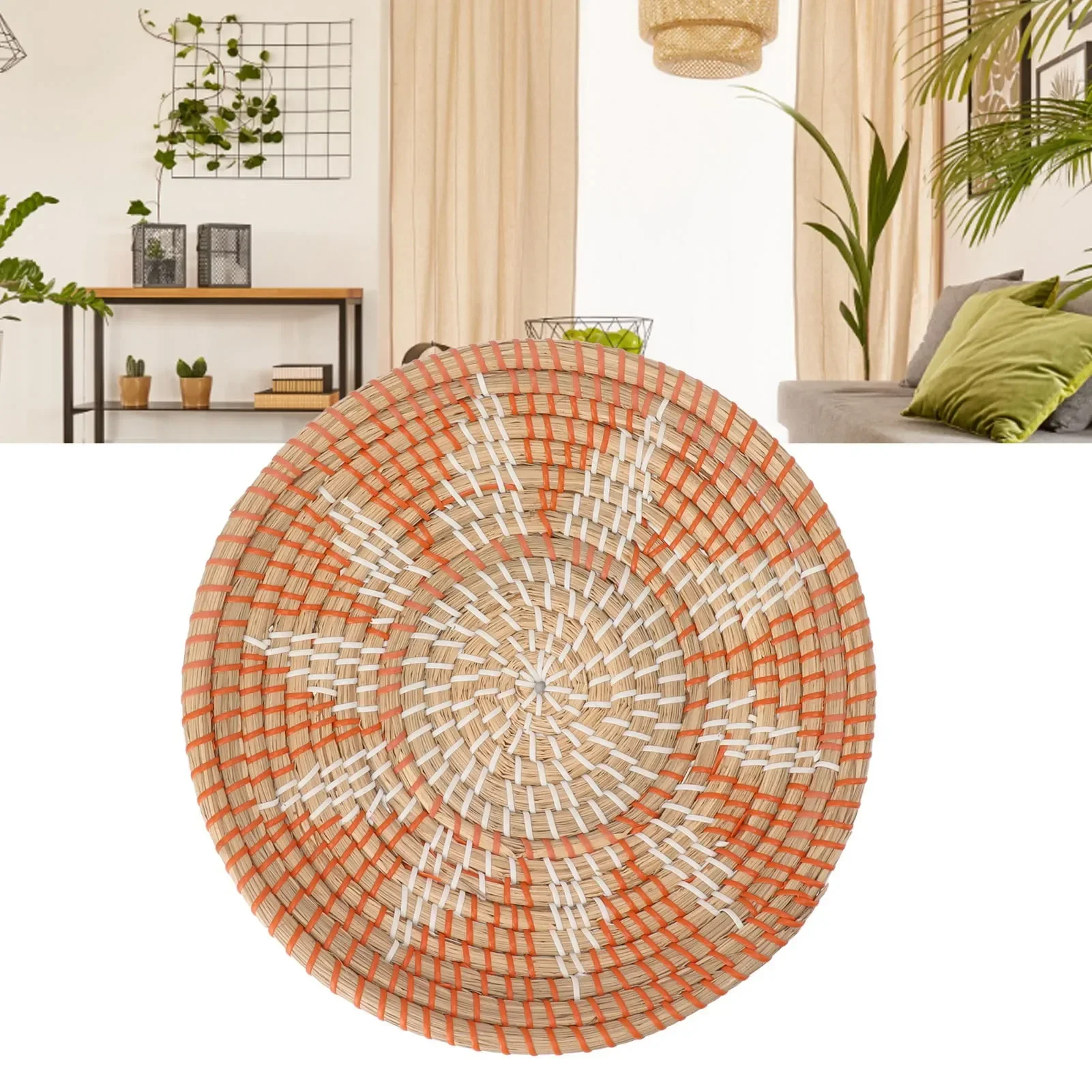 Round Grass Wall Ornaments 35c - Woven Wall Basket ulasan dan harga