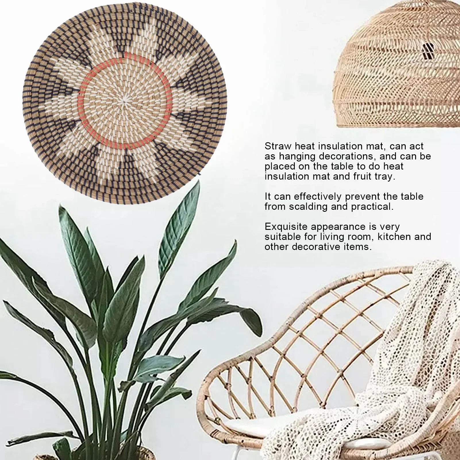 Round Grass Wall Ornaments 35c - Woven Wall Basket ulasan dan harga
