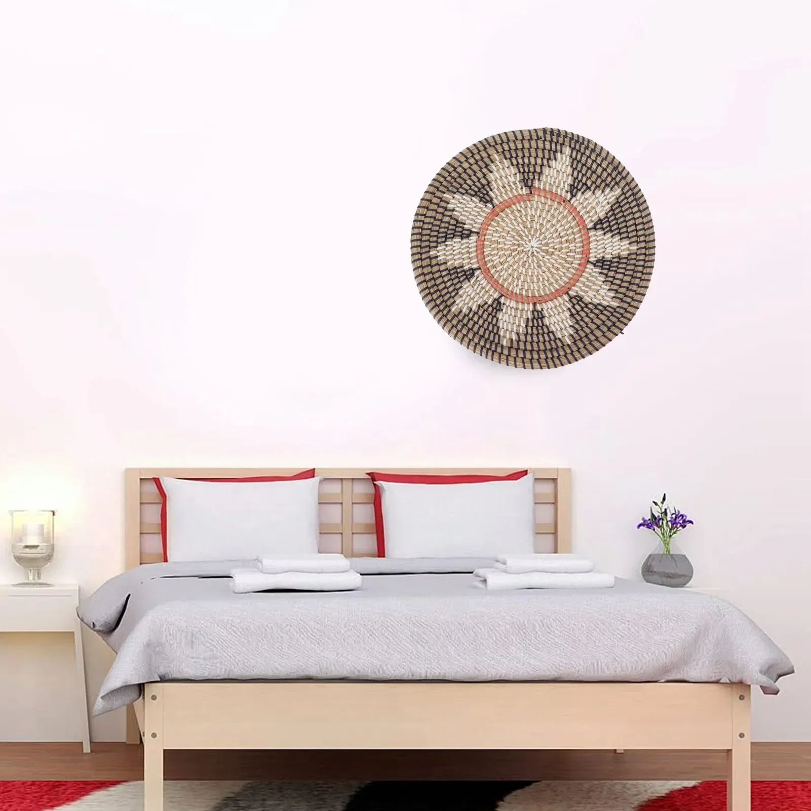 Round Grass Wall Ornaments 35c - Woven Wall Basket ulasan dan harga