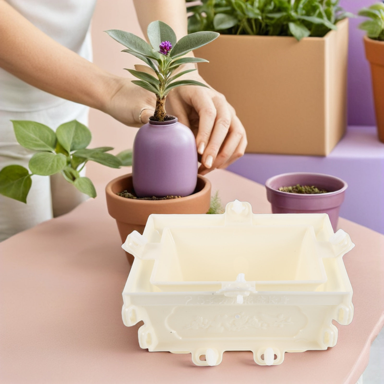 Plastic Concrete Flower Pot Mo - Succulent Planter Pot ulasan dan harga