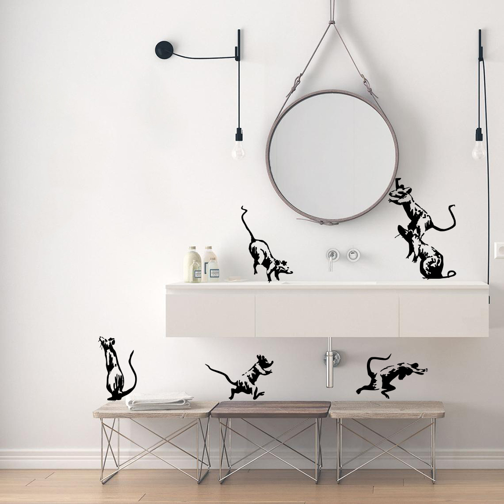 5Pcs Banksy Toilet Rats Wall S - Home Decor Vinyl Flooring ulasan dan harga