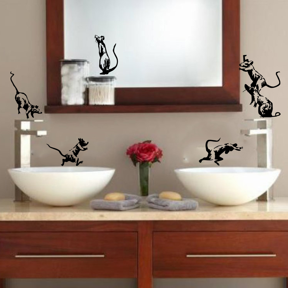 5Pcs Banksy Toilet Rats Wall S - Home Decor Vinyl Flooring ulasan dan harga