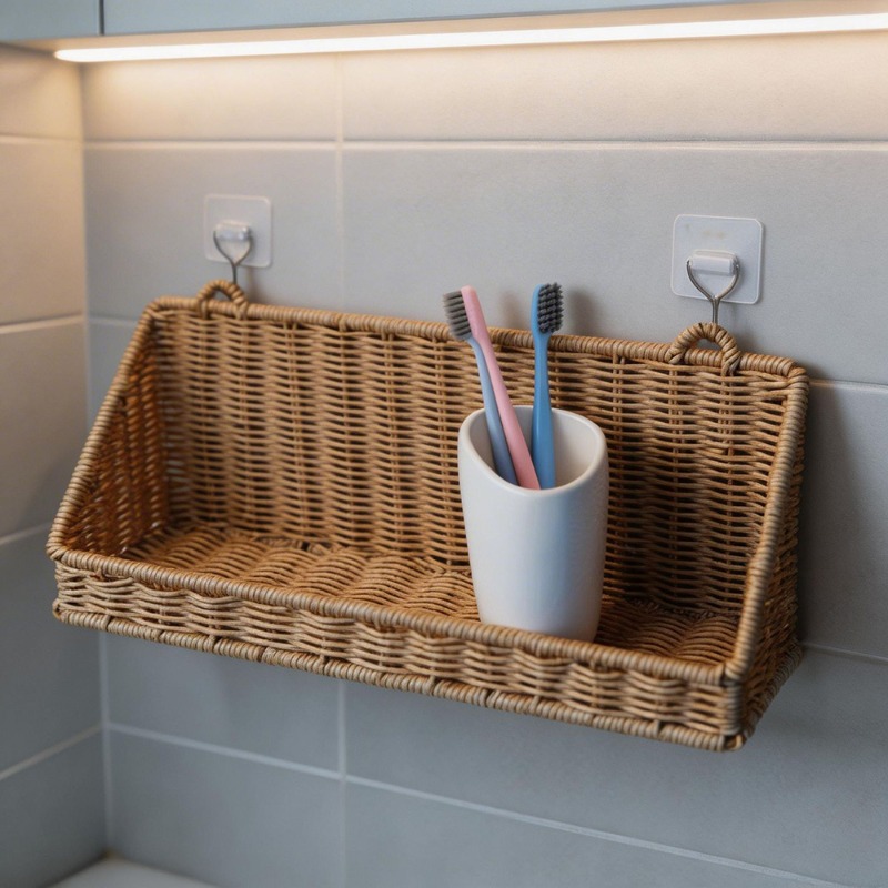 Woven Rattan Hanging Storage B - Woven Wall Basket ulasan dan harga