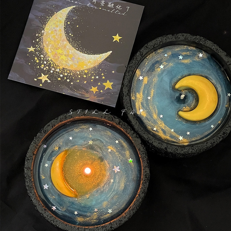 Melting Moon Scented Candle Ha - Home Decor Aesthetic ulasan dan harga