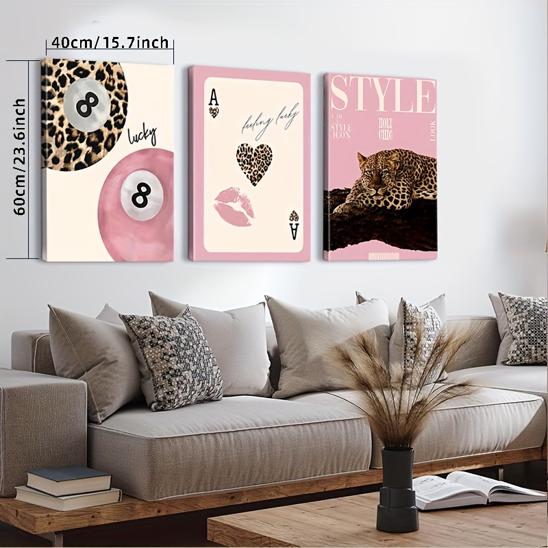 3pcs Leopard Cheetah Canvas Wa - Home Decor Trends ulasan dan harga