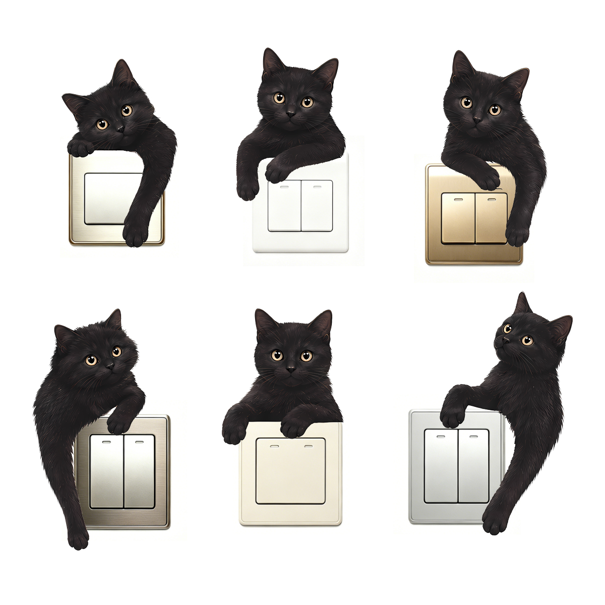Cute Black Cat Light Switch Wa - Home Decor Outlet ulasan dan harga