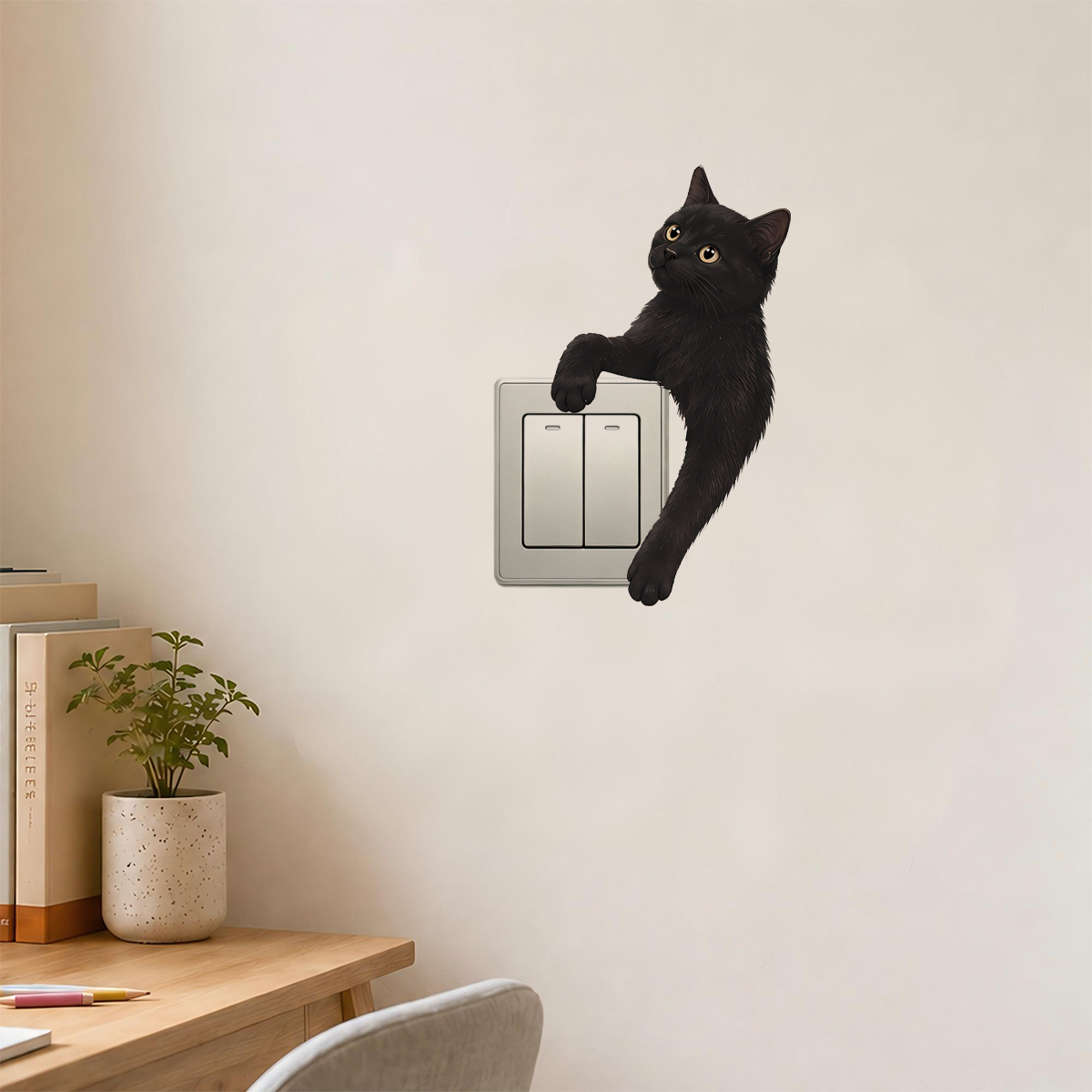 Cute Black Cat Light Switch Wa - Home Decor Outlet ulasan dan harga