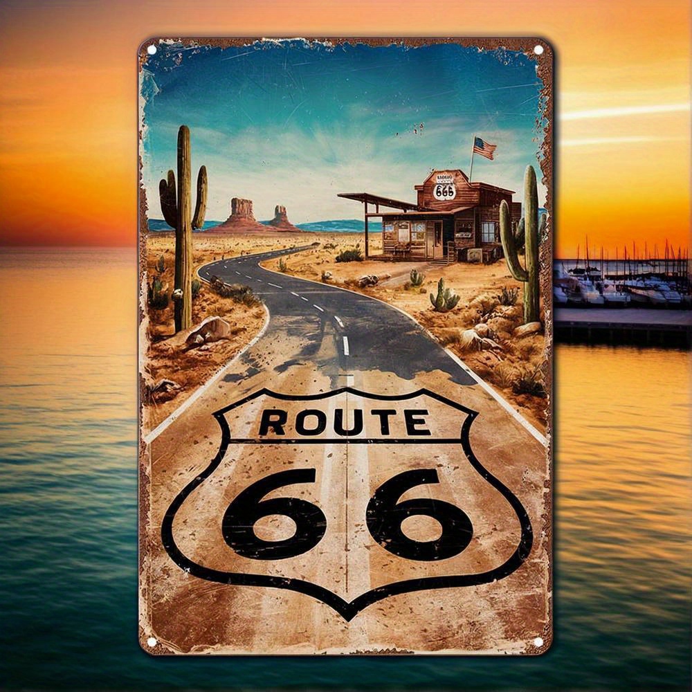Vintage Route 66 Metal Sign -  - Home Decor Trends ulasan dan harga