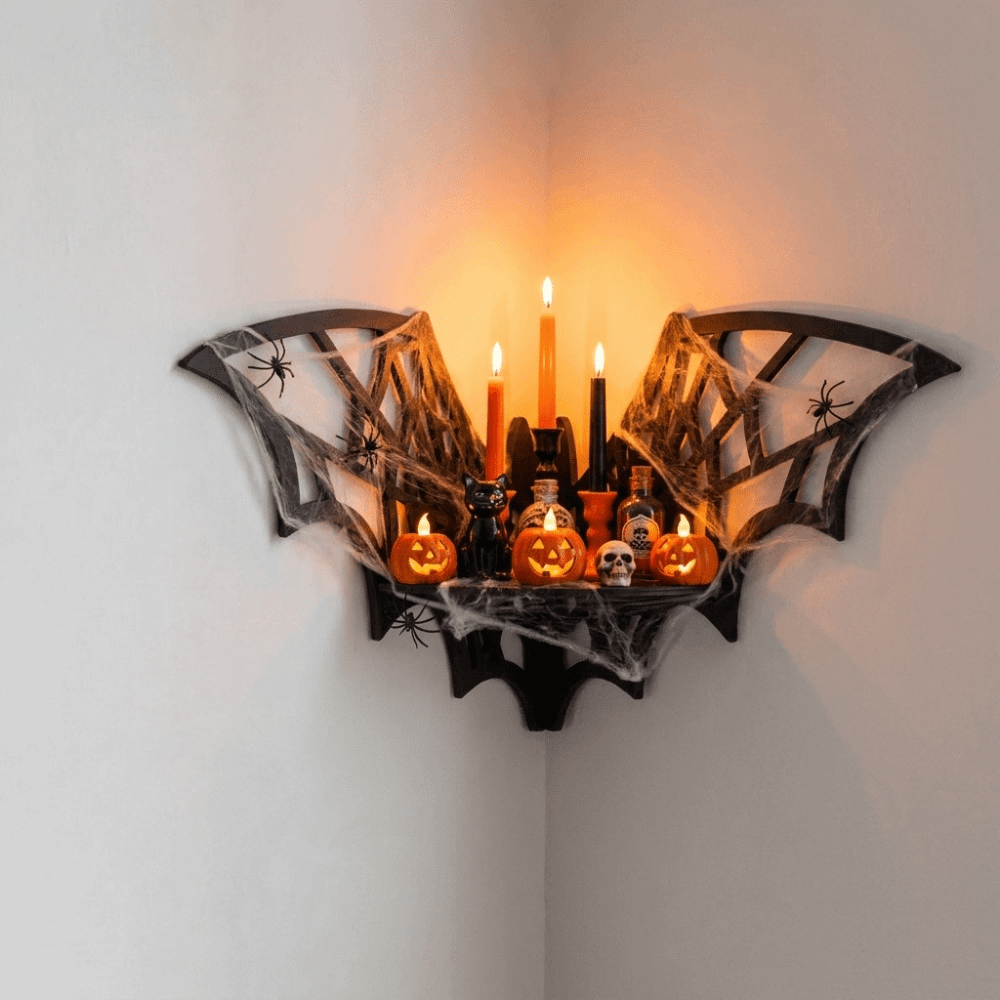 Wooden Bat Corner Shelf Hollow - Floating Shelves ulasan dan harga