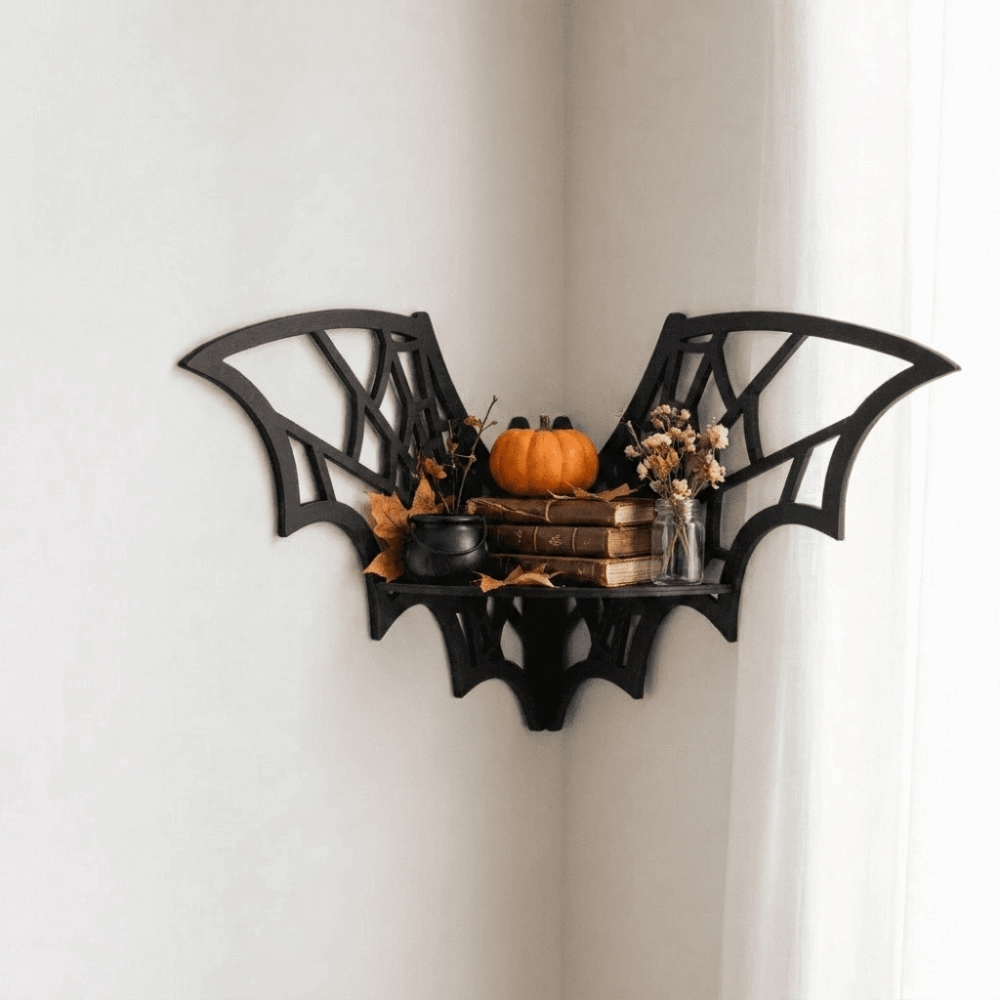 Wooden Bat Corner Shelf Hollow - Floating Shelves ulasan dan harga