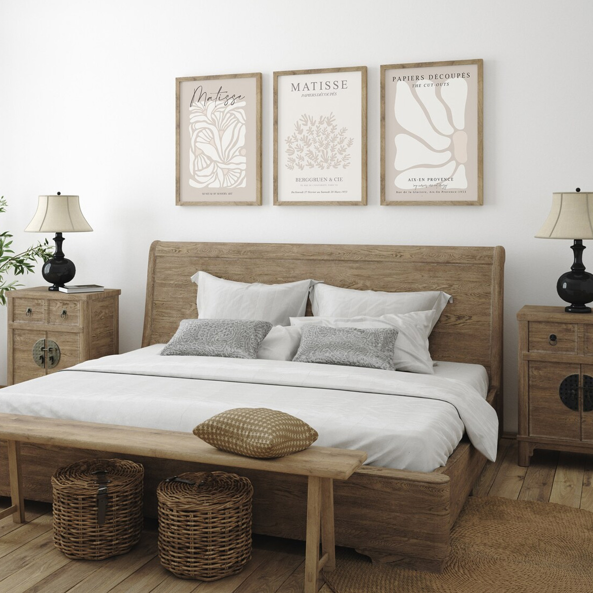 Set of 3 Bohemian Neutral Beig - Home Decor Japandi ulasan dan harga