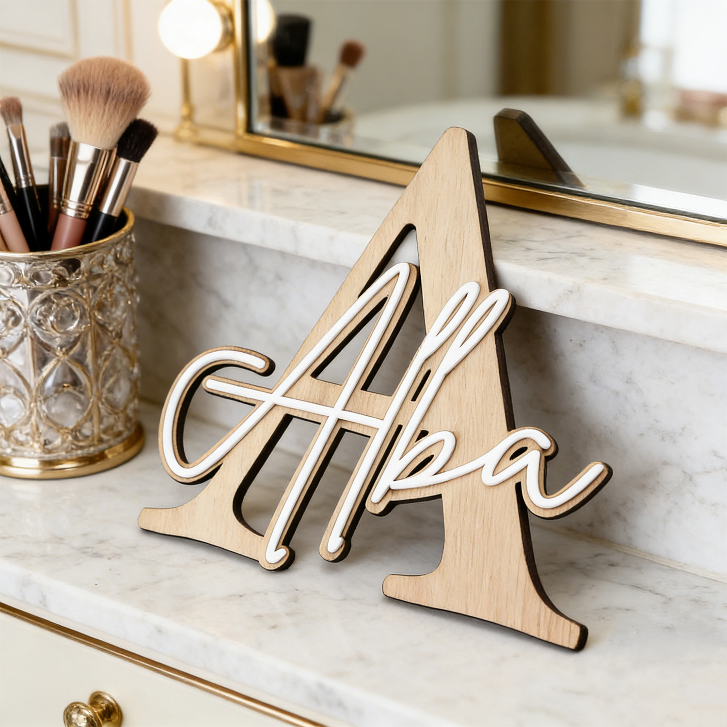 1pc Double-layer Wooden Name D - Home Decor Pinterest ulasan dan harga