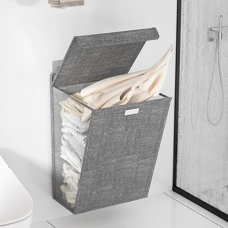 1pc Foldable Adhesive Laundry  - Woven Wall Basket ulasan dan harga