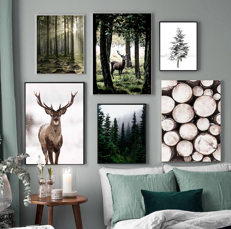 Winter Snow Forest Deer Owl Su - Home Decor Japandi ulasan dan harga