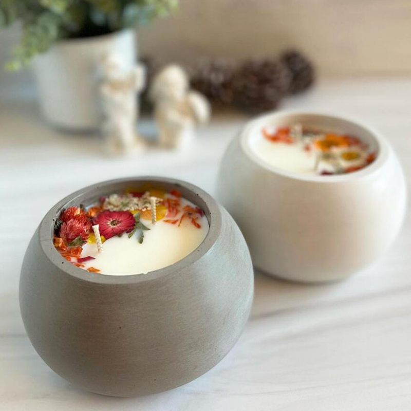Round Concrete Candle Jar Sili - Succulent Planter Pot ulasan dan harga